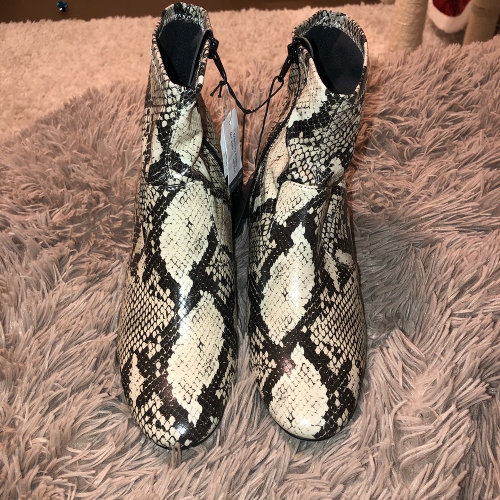Snakeskin booties